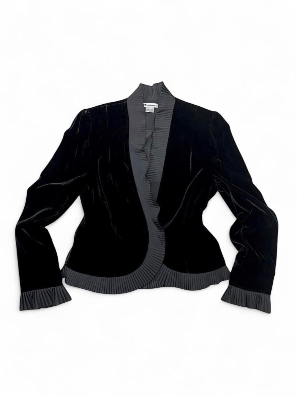 Peter Nygård Collection Black velvet jacket with pleated collar and cuffs Size 8